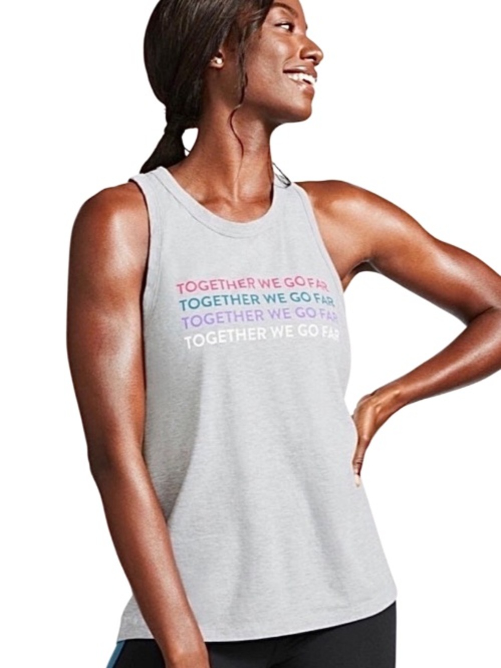 Peloton Go-To Racer Tank — Light Gray with Multicolor Print. Size XL. Soft